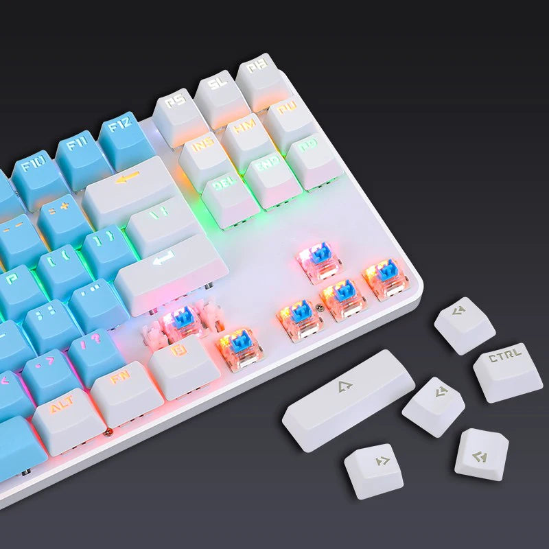Gaming Mechanical Keyboard 87 Keys Game Anti-Ghosting Blue Switch Color Backlit Wired Keyboard for Pro Gamer Laptop PC