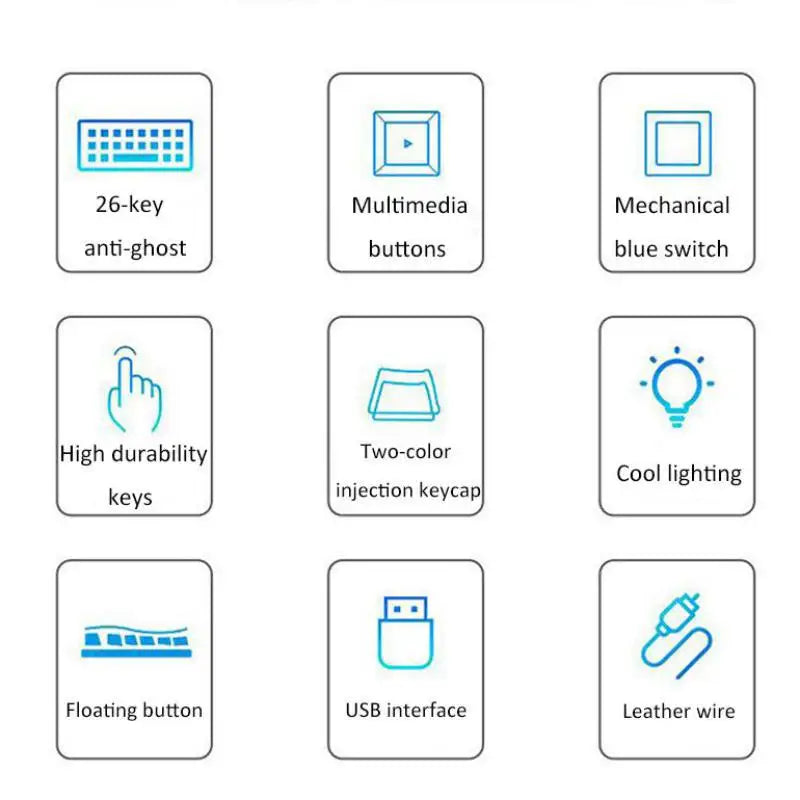 Gaming Mechanical Keyboard 87 Keys Game Anti-Ghosting Blue Switch Color Backlit Wired Keyboard for Pro Gamer Laptop PC